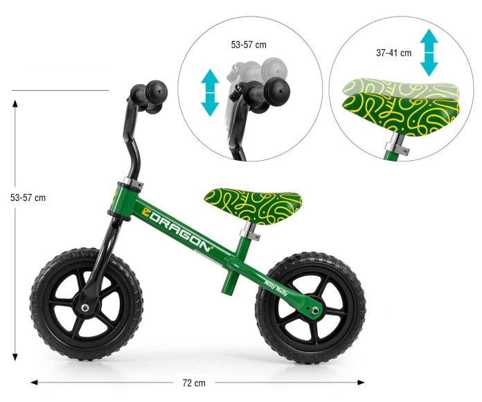 Rowerek biegowy Dragon Milly Mally – lekki rowerek biegowy Zielony wiek 2+